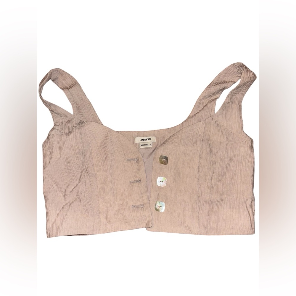 Jason Wu Blush Pink Crop Top with Button Detail